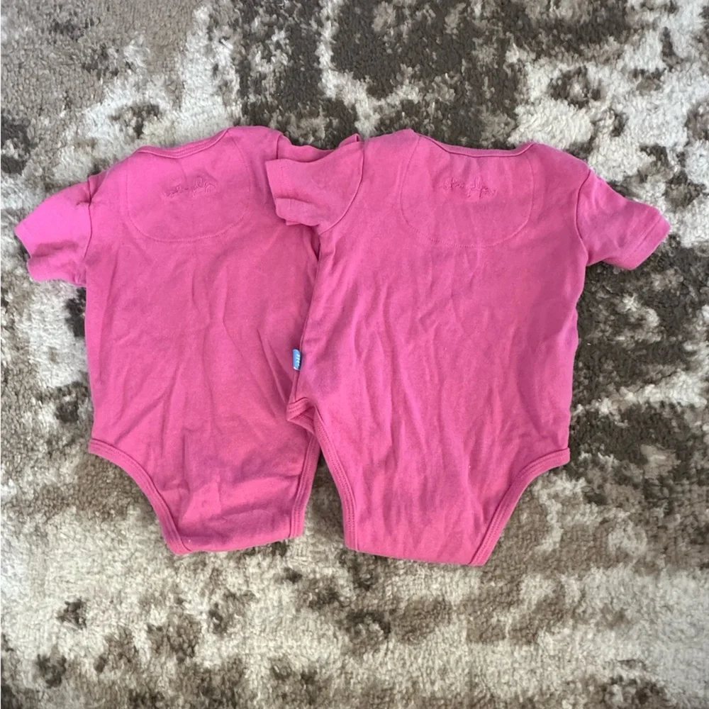 Magnetic Me Pink Short-Sleeve Baby One-Piece Bodysuits - Set of 2
